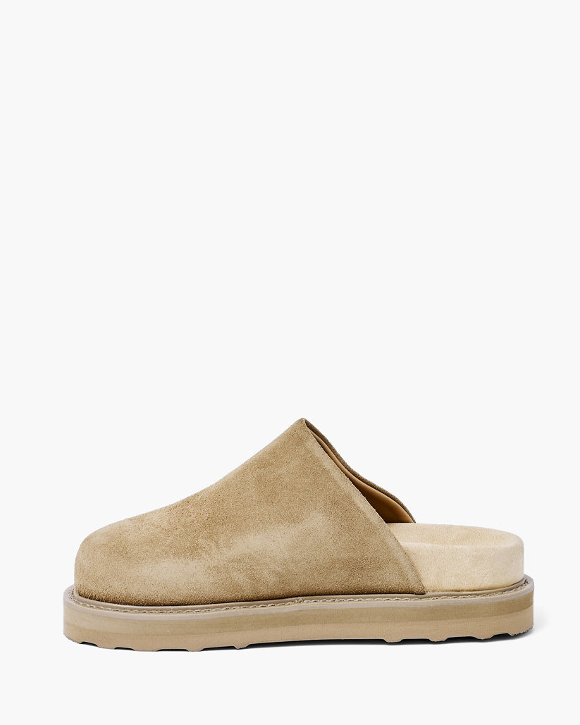 CLOG SANDALS DARK TAN SUEDE