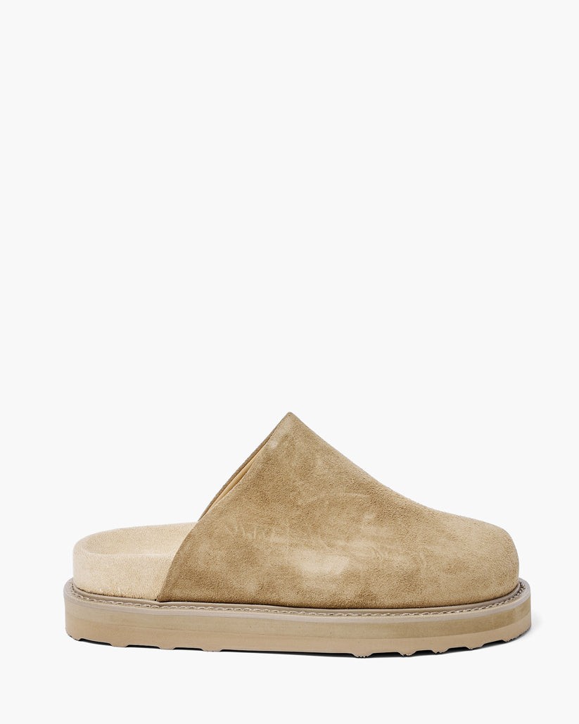 CLOG SANDALS DARK TAN SUEDE