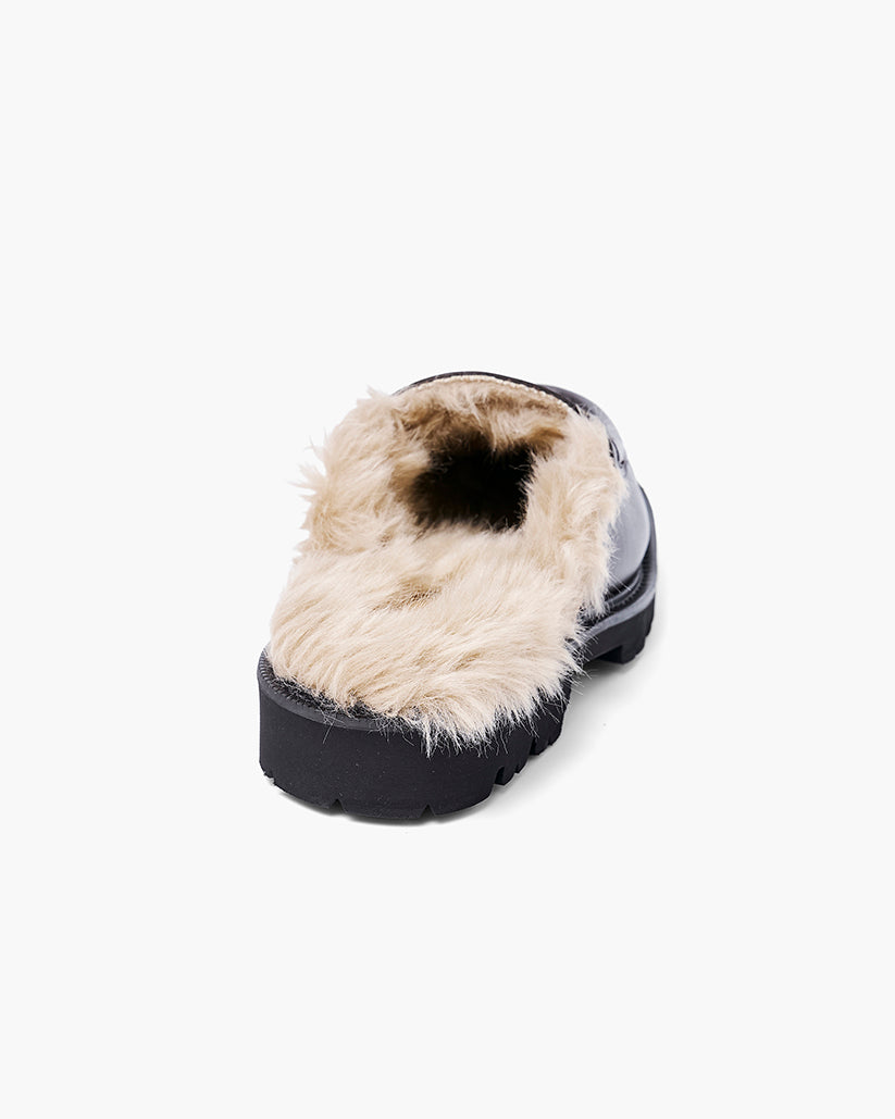SHEARING LINED BIT MULE DARK BROWN