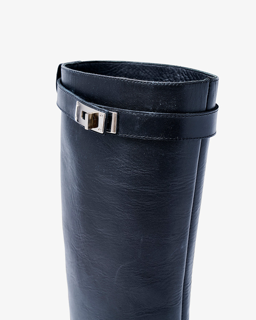 BUCKLE STRAP LONG BOOTS BLACK