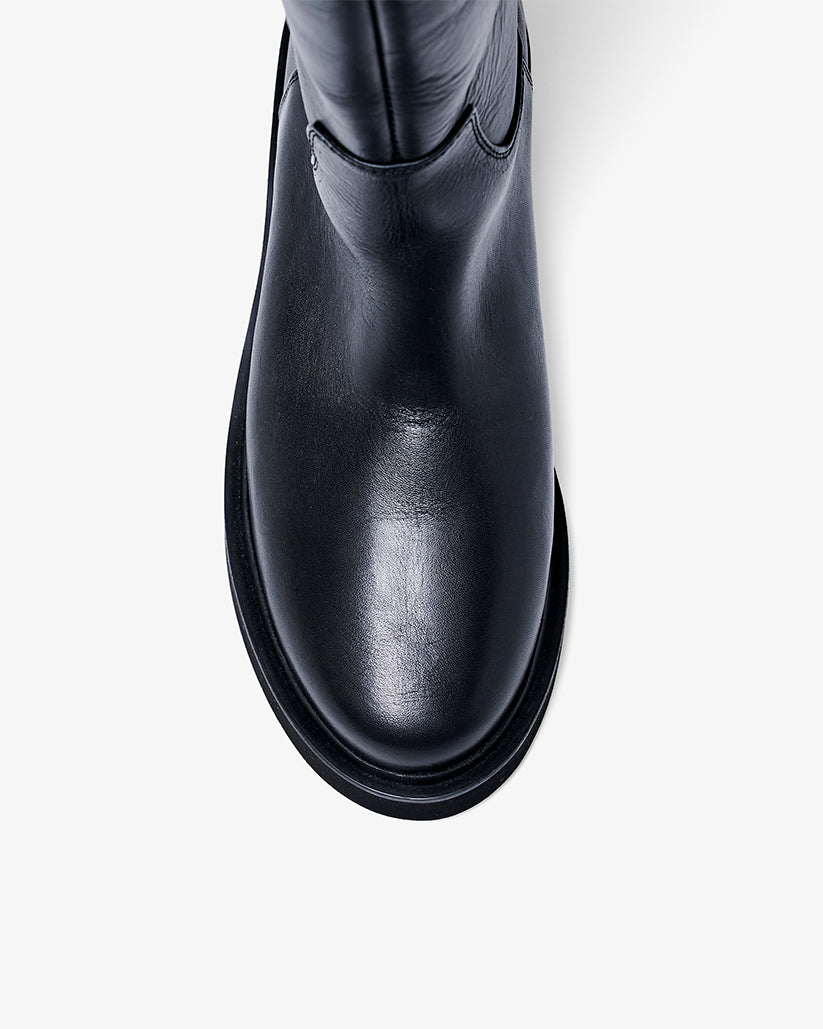 BUCKLE STRAP LONG BOOTS BLACK