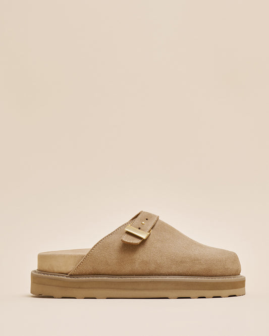 STRAP MULE BEIGE SUEDE