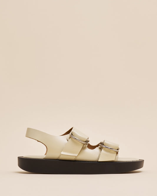 DOUBLE RING PLATFORM SANDALS ECRU