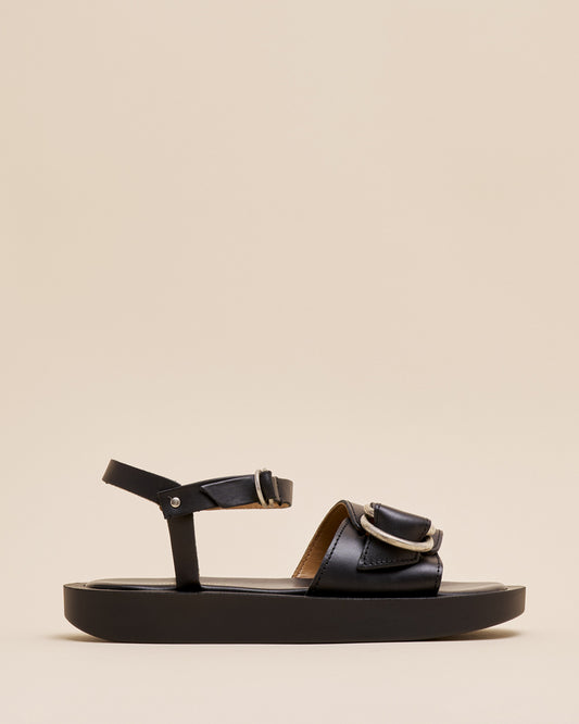 ANKLE STRAP PLATFORM SANDALS BLACK
