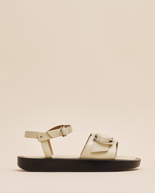 ANKLE STRAP PLATFORM SANDALS ECRU