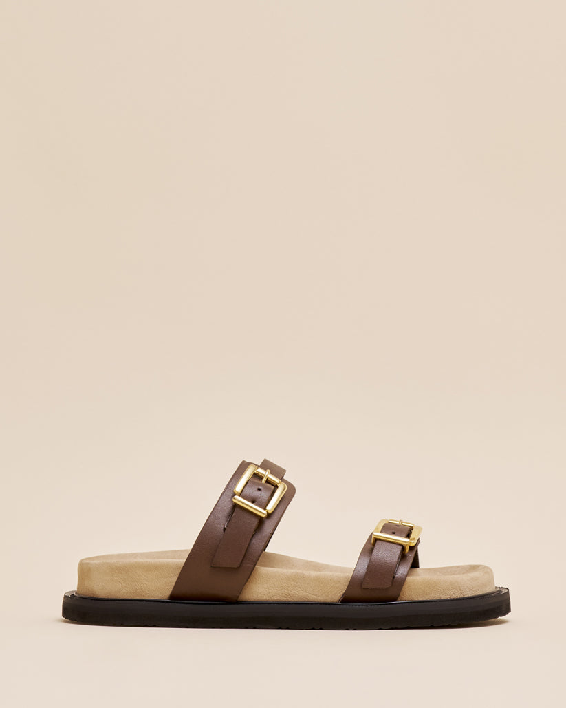DOUBLE BUCKLE SANDALS BROWN