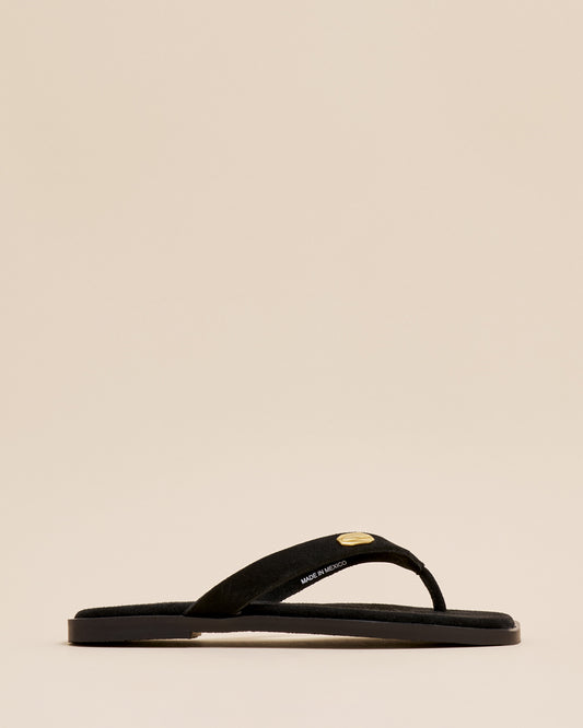 THONG FLAT SANDALS BLACK SUEDE