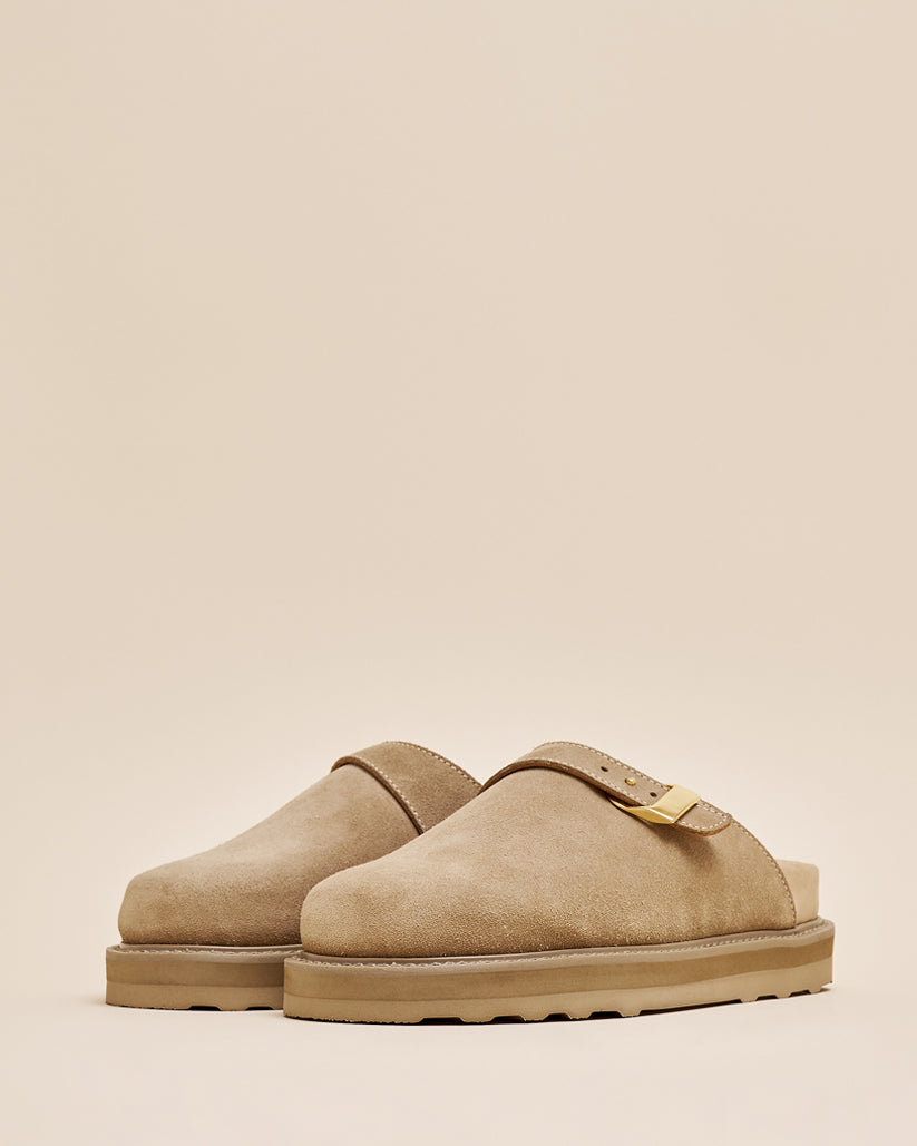 STRAP MULE BEIGE SUEDE