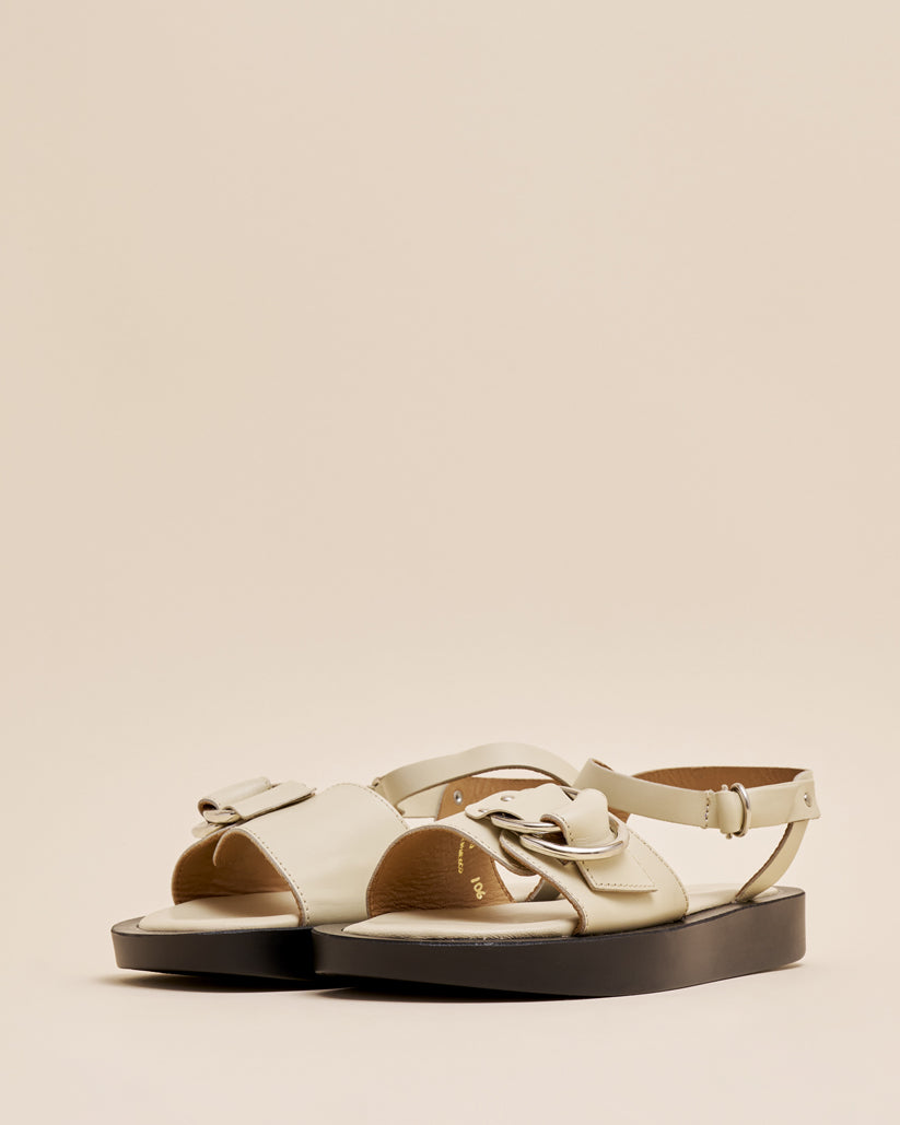 ANKLE STRAP PLATFORM SANDALS ECRU