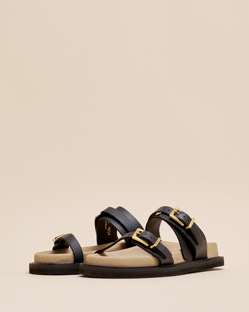 DOUBLE BUCKLE SANDALS BLACK