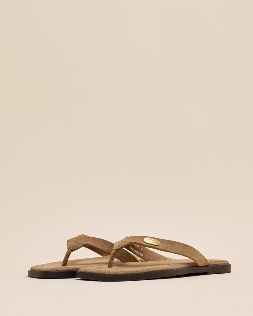 THONG FLAT SANDALS MOCHA SUEDE
