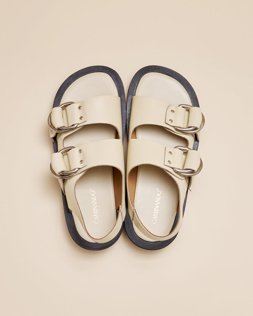DOUBLE RING PLATFORM SANDALS ECRU – caminando.jp