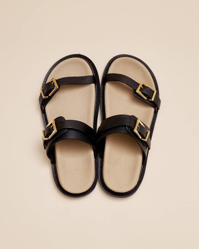 DOUBLE BUCKLE SANDALS BLACK