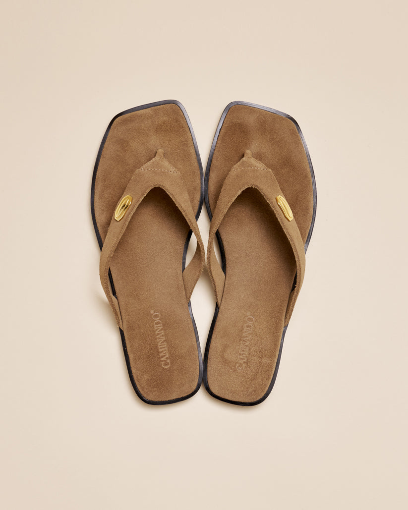 THONG FLAT SANDALS MOCHA SUEDE