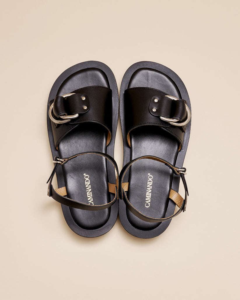 ANKLE STRAP PLATFORM SANDALS BLACK