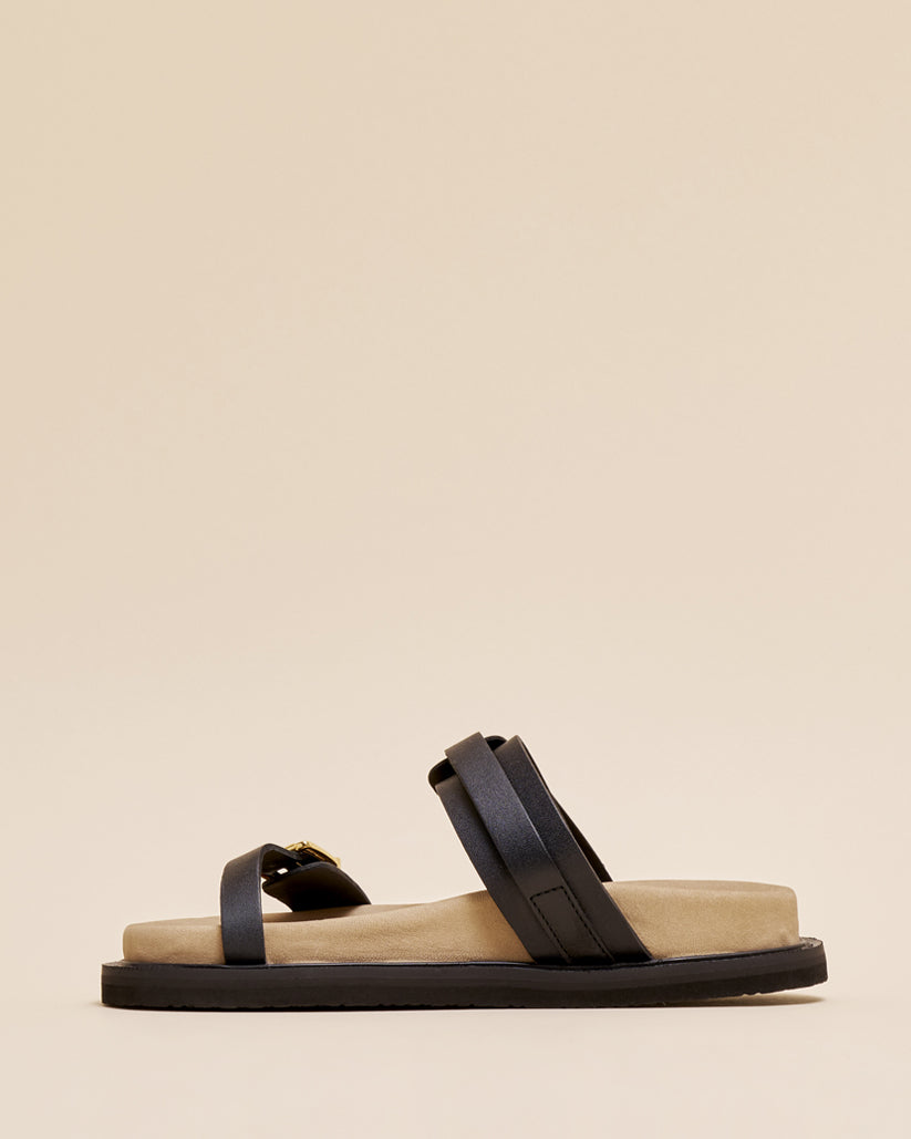 DOUBLE BUCKLE SANDALS BLACK