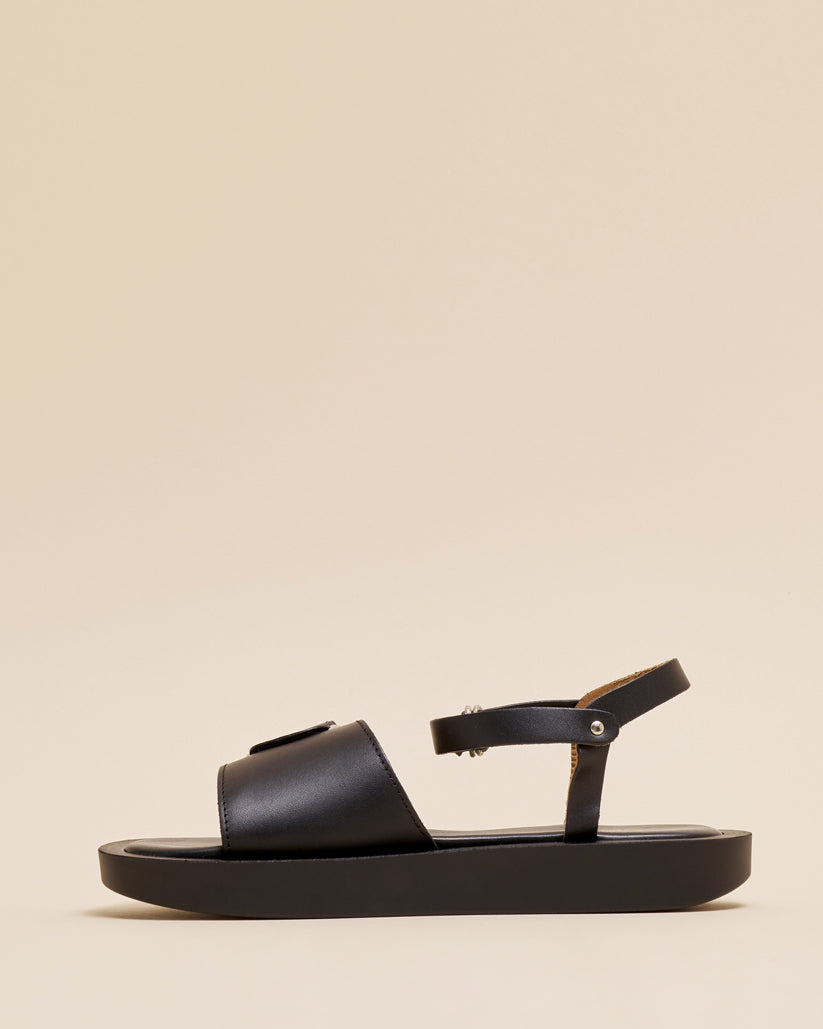 ANKLE STRAP PLATFORM SANDALS BLACK