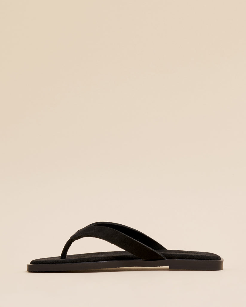 THONG FLAT SANDALS BLACK SUEDE