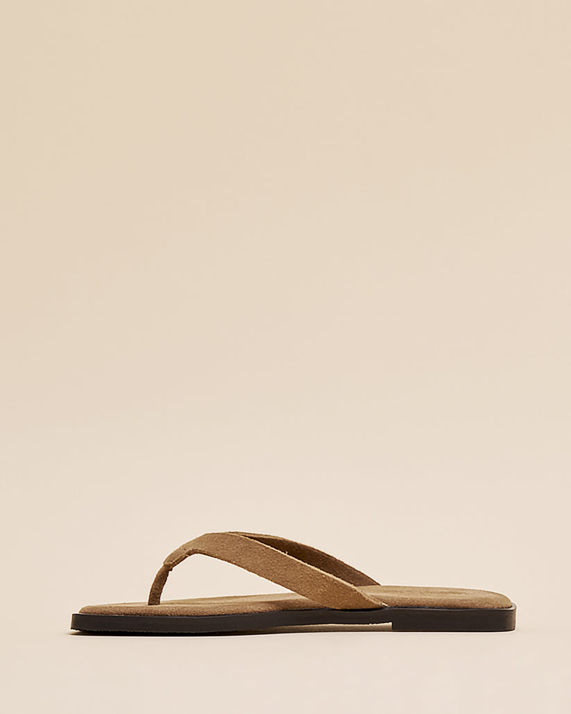 THONG FLAT SANDALS MOCHA SUEDE