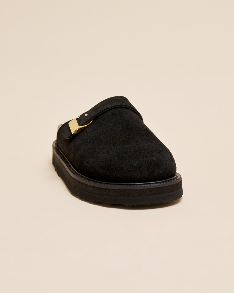 STRAP MULE BLACK SUEDE