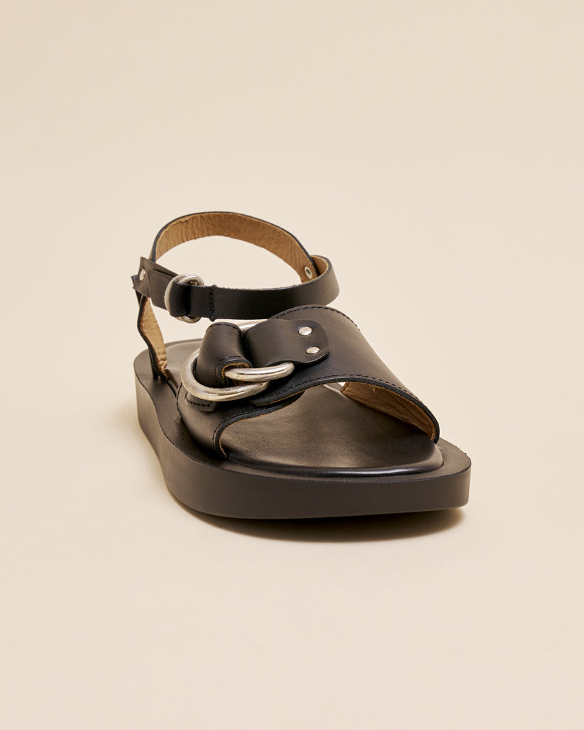 ANKLE STRAP PLATFORM SANDALS BLACK