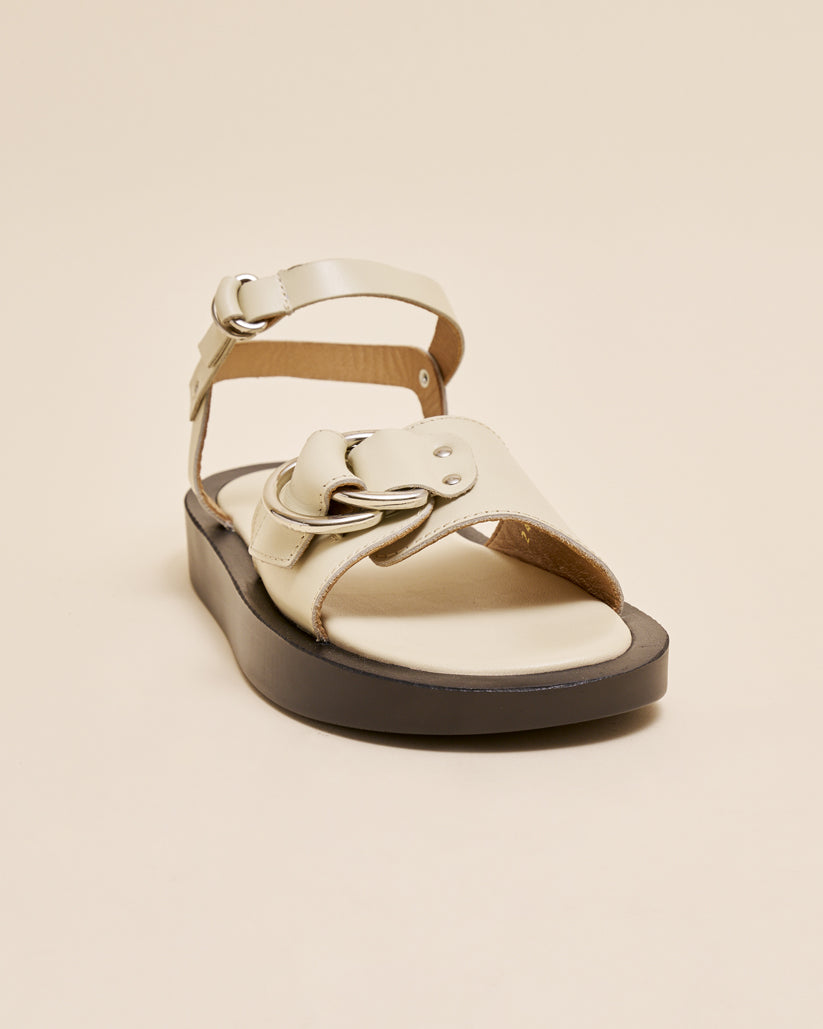 ANKLE STRAP PLATFORM SANDALS ECRU