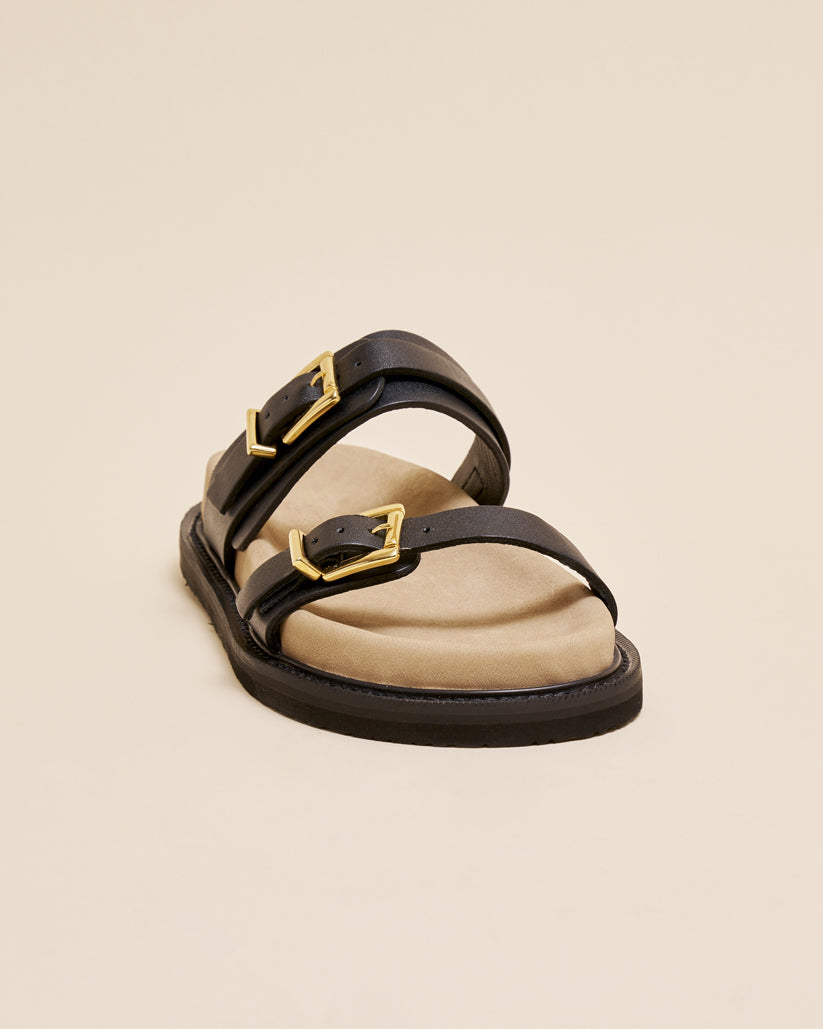 DOUBLE BUCKLE SANDALS BLACK