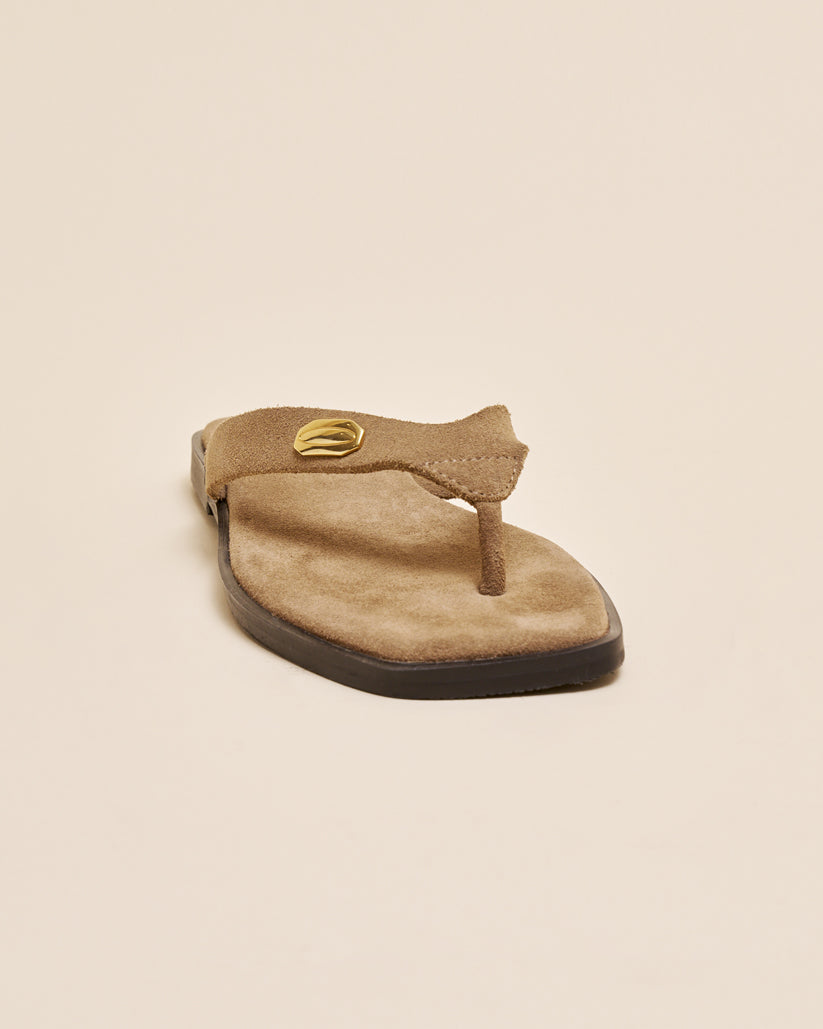 THONG FLAT SANDALS MOCHA SUEDE