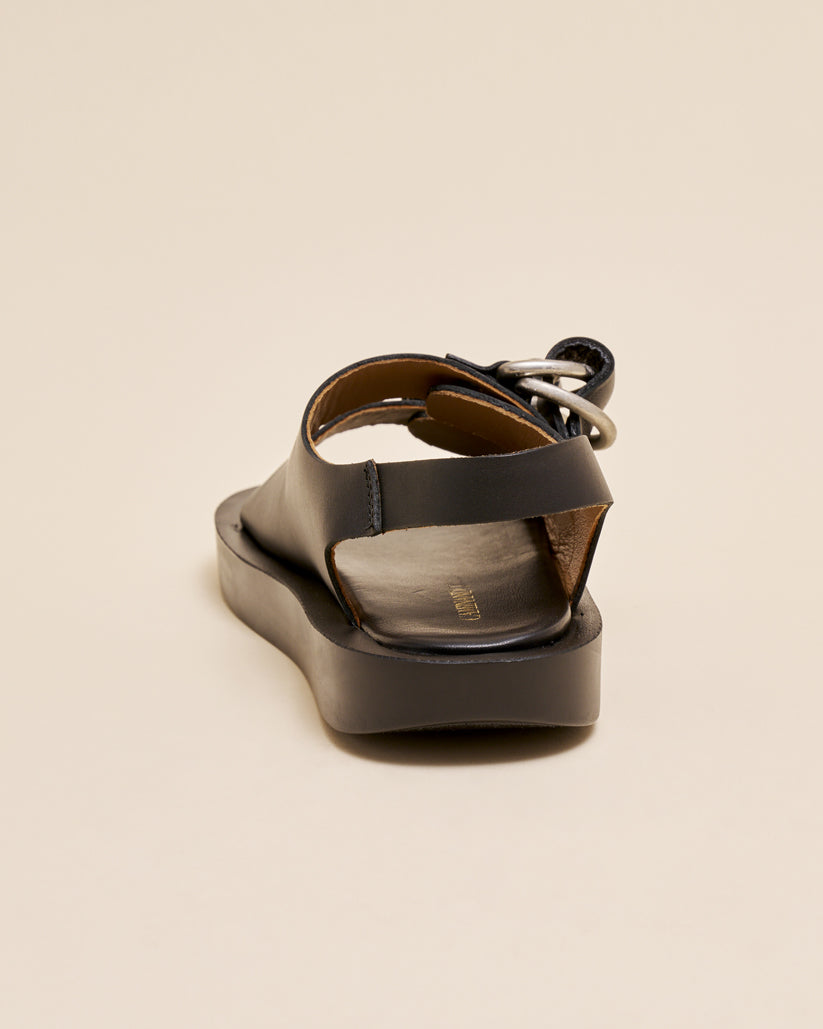 DOUBLE RING PLATFORM SANDALS BLACK