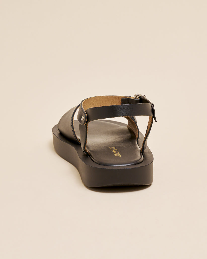 ANKLE STRAP PLATFORM SANDALS BLACK