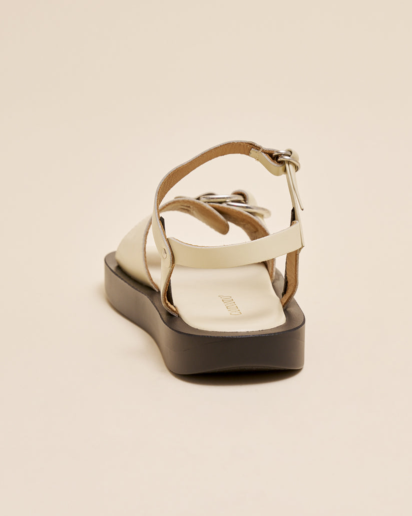 ANKLE STRAP PLATFORM SANDALS ECRU