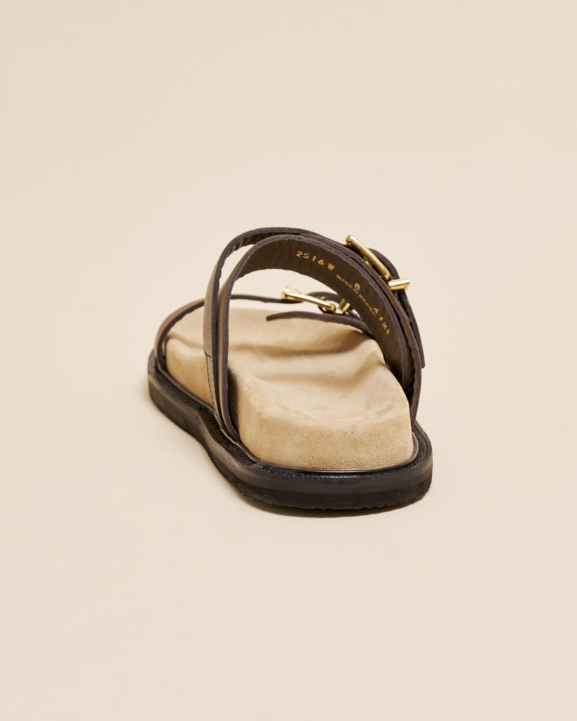DOUBLE BUCKLE SANDALS BROWN