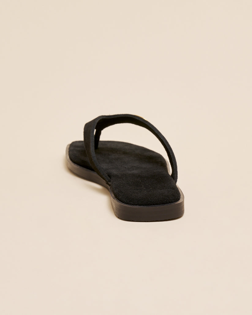 THONG FLAT SANDALS BLACK SUEDE