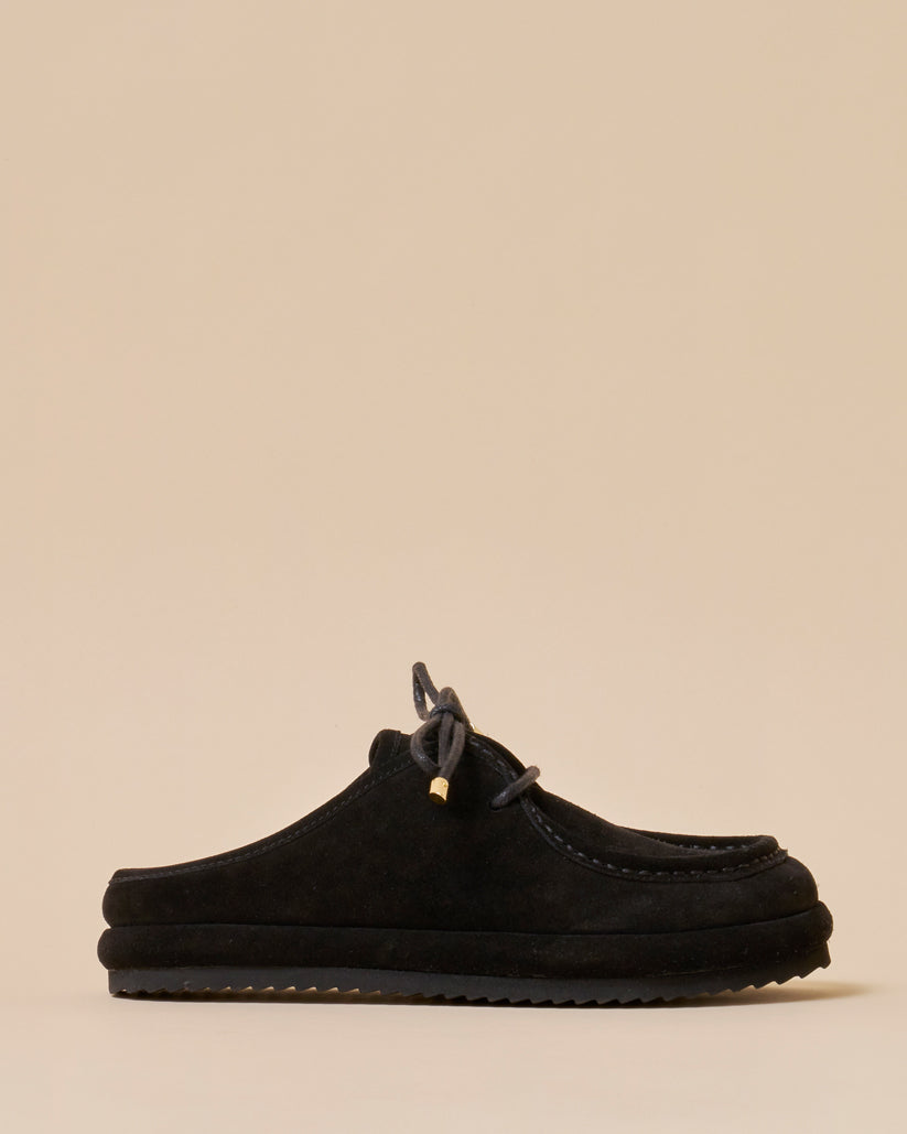 SUEDE LACE UP MULE BLACK