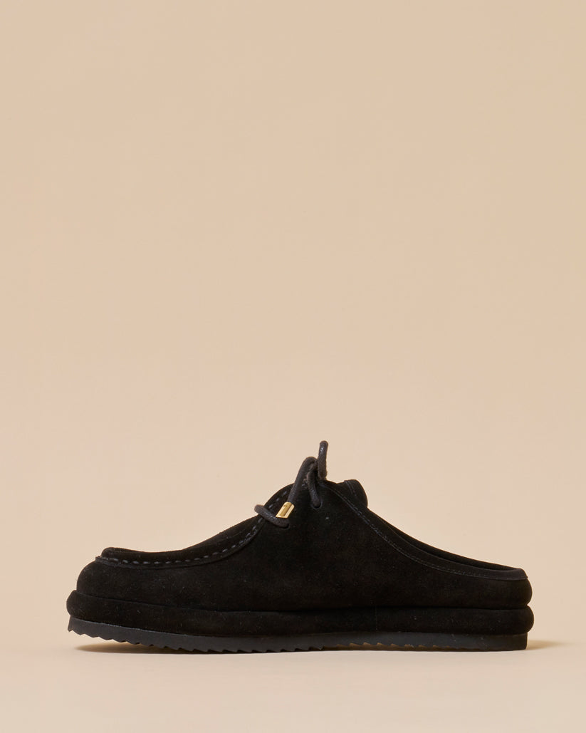 SUEDE LACE UP MULE BLACK