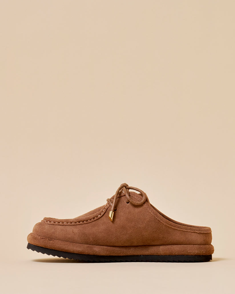 SUEDE LACE UP MULE BROWN