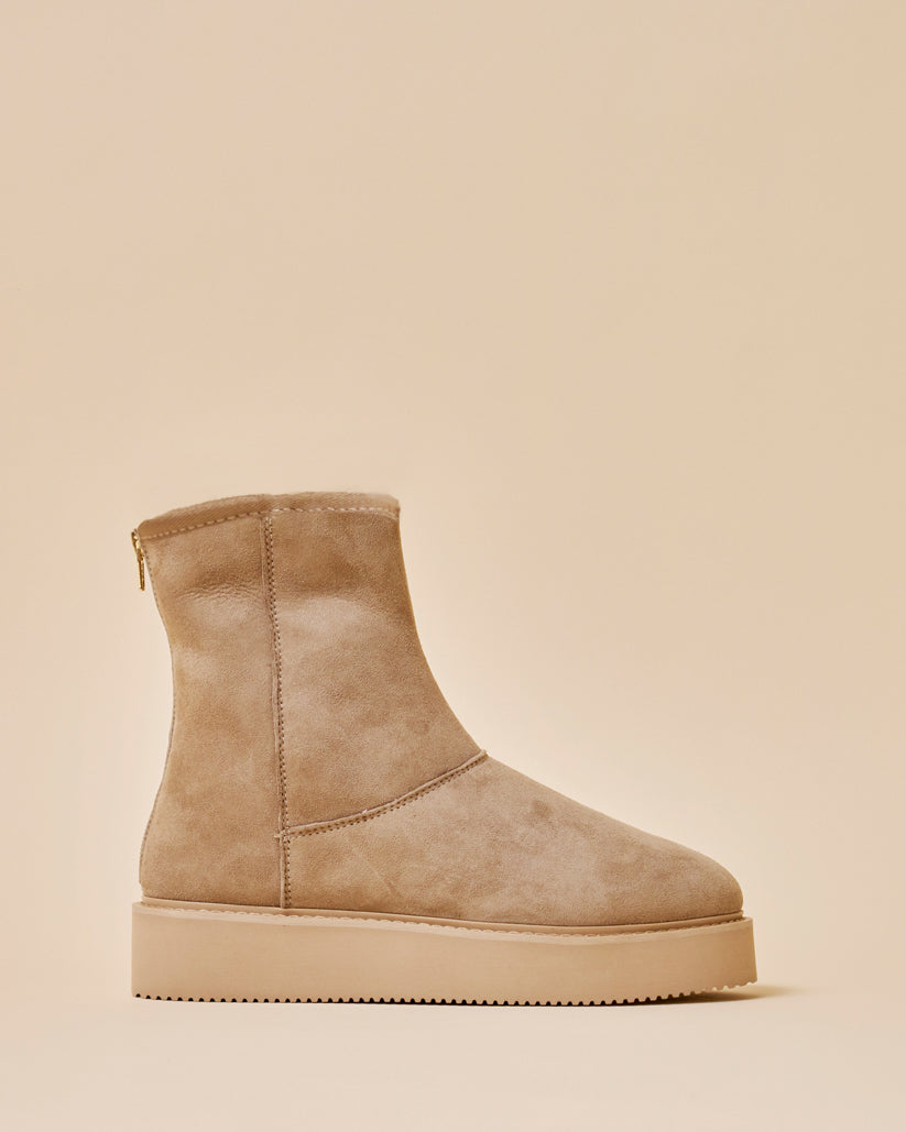 MOUTON BACK ZIP BOOTS GRAYGE