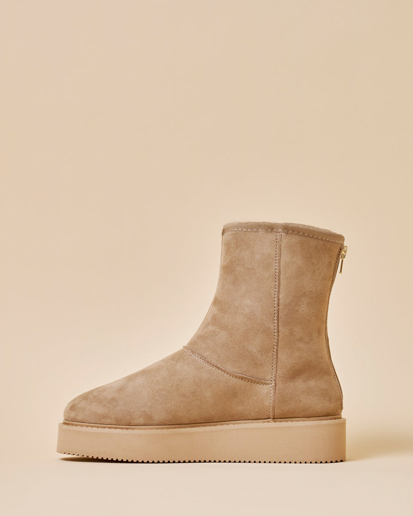 MOUTON BACK ZIP BOOTS GRAYGE