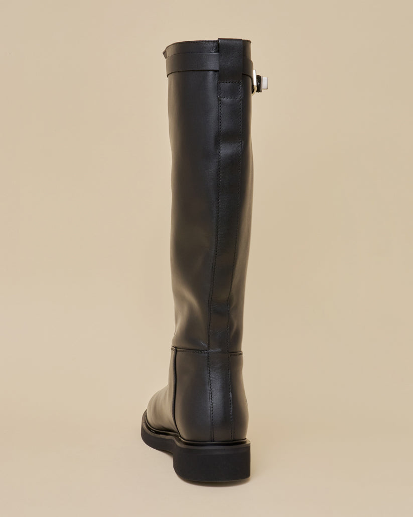 BUCKLE STRAP LONG BOOTS BLACK