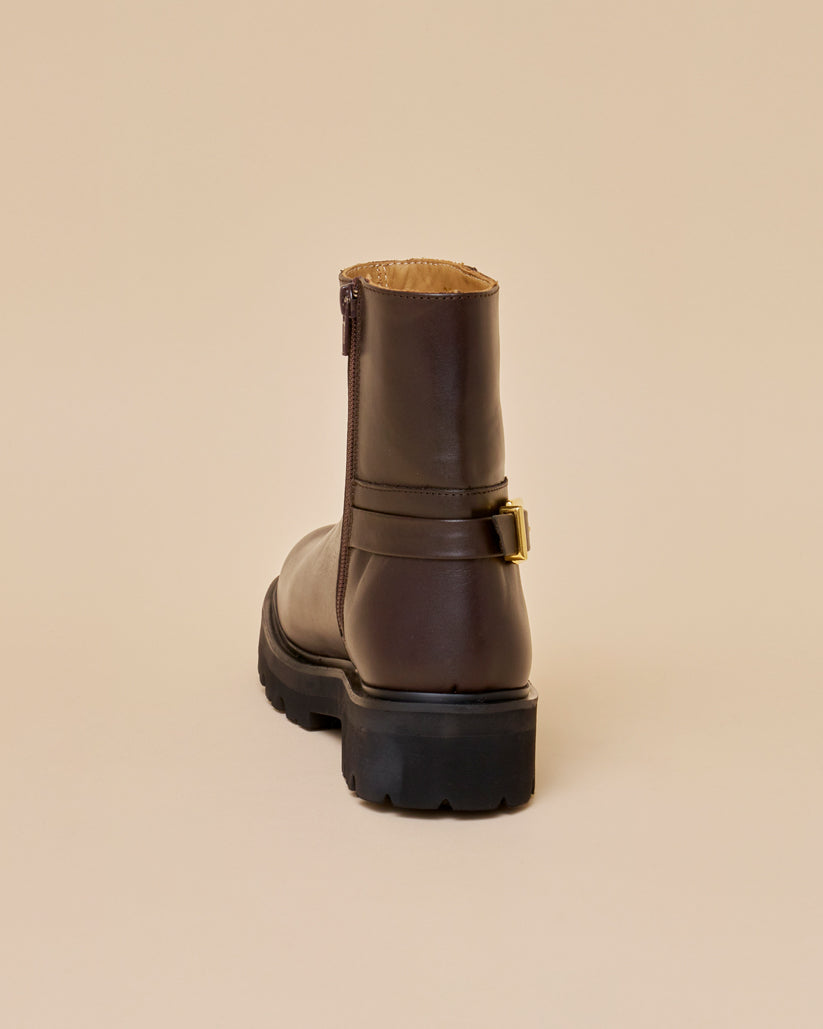 Side Buckle Boots Dark Brown