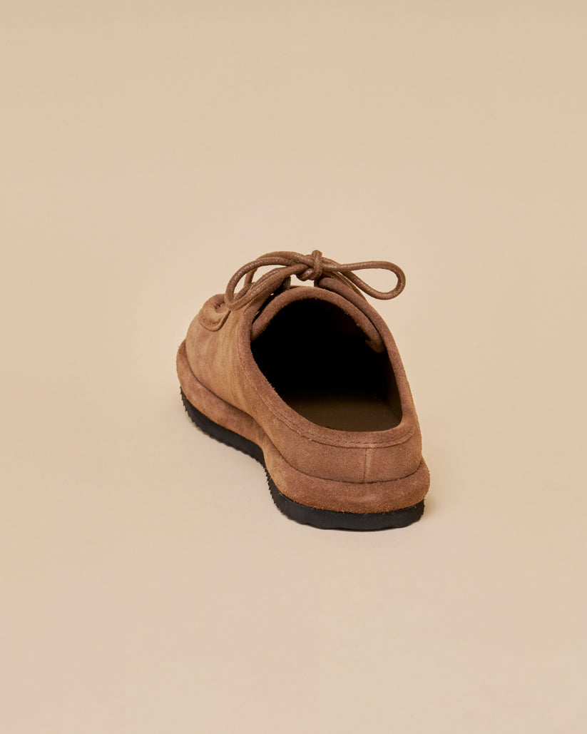 SUEDE LACE UP MULE BROWN