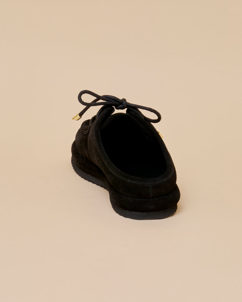 SUEDE LACE UP MULE BLACK