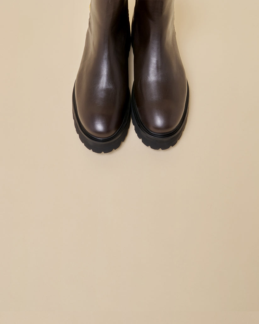 Side Buckle Boots Dark Brown