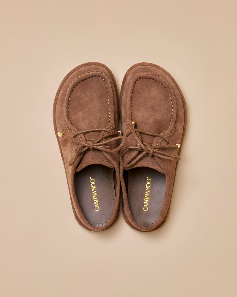 SUEDE LACE UP MULE BROWN