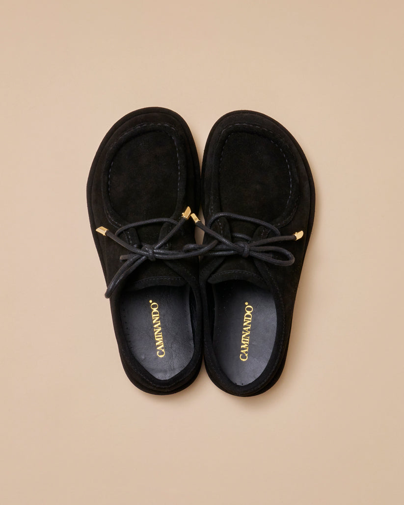 SUEDE LACE UP MULE BLACK