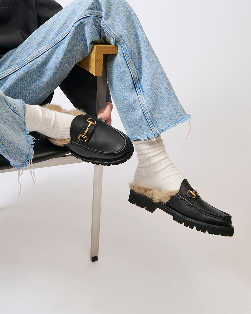 SHEARING LINED BIT MULE BLACK